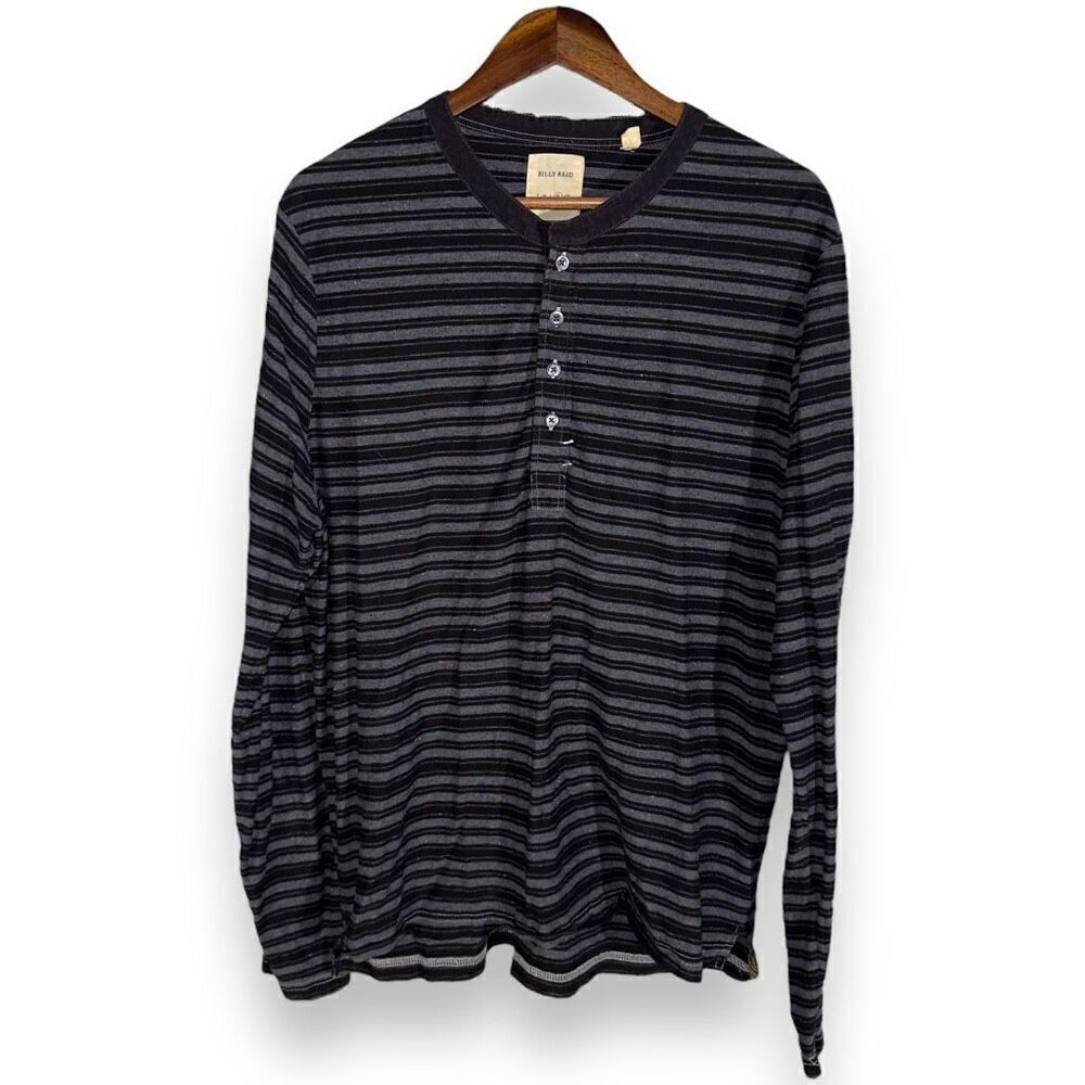 Billy Reid Black & White 3 Button Henley Shirt Size XL